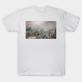 Winter Landscape with Skaters -  Barent Avercamp and Hendrick Avercamp T-Shirt